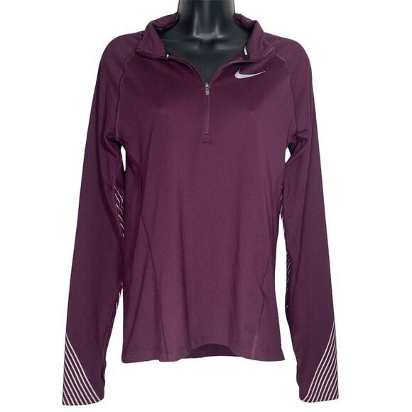 Nike Running 1/4 Zip Shirt Womens XS Purple Dri-Fit Long Sleeve Top Thumb Holes - Picture 1 of 16